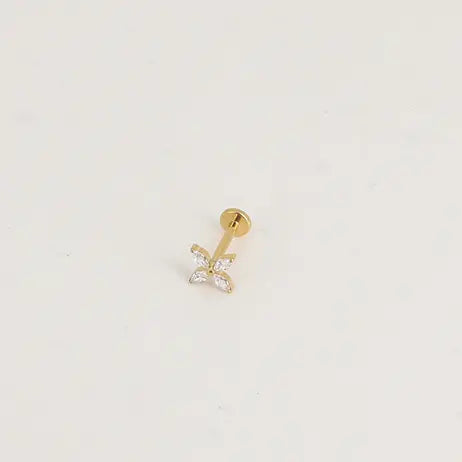 Piercing en Titane Feuillage Cristal ✨🌸