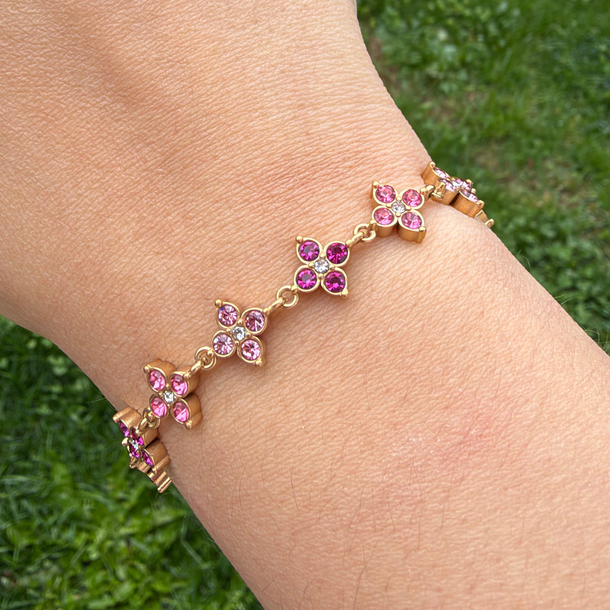 Bracelet Fleurs Strass 🌸✨