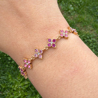 Bracelet Fleurs Strass 🌸✨