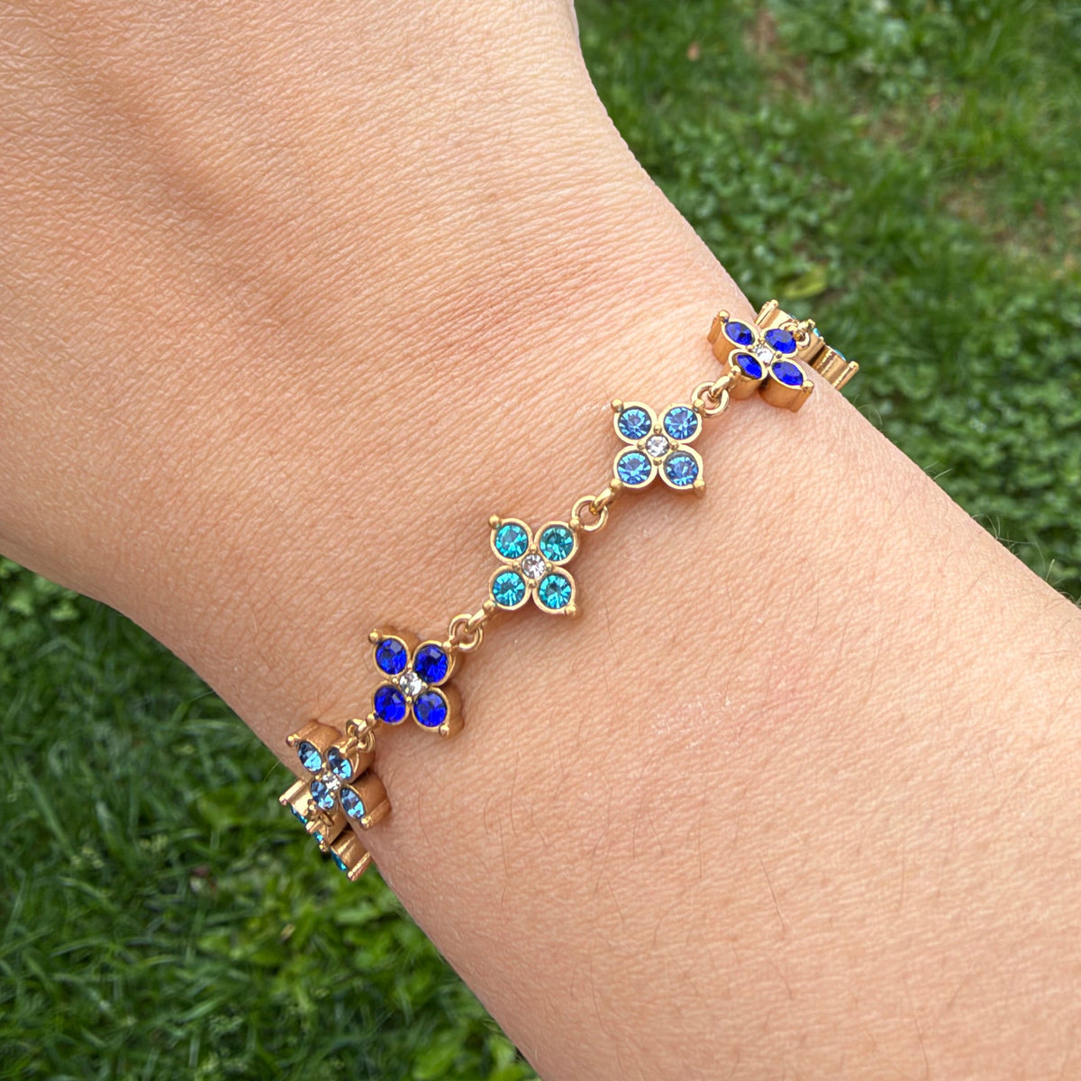 Bracelet Fleurs Strass 🌸✨