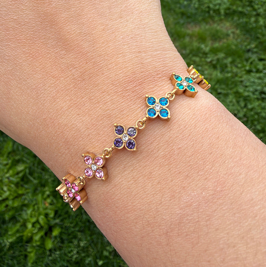 Bracelet Fleurs Strass 🌸✨