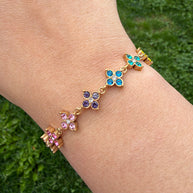 Bracelet Fleurs Strass 🌸✨