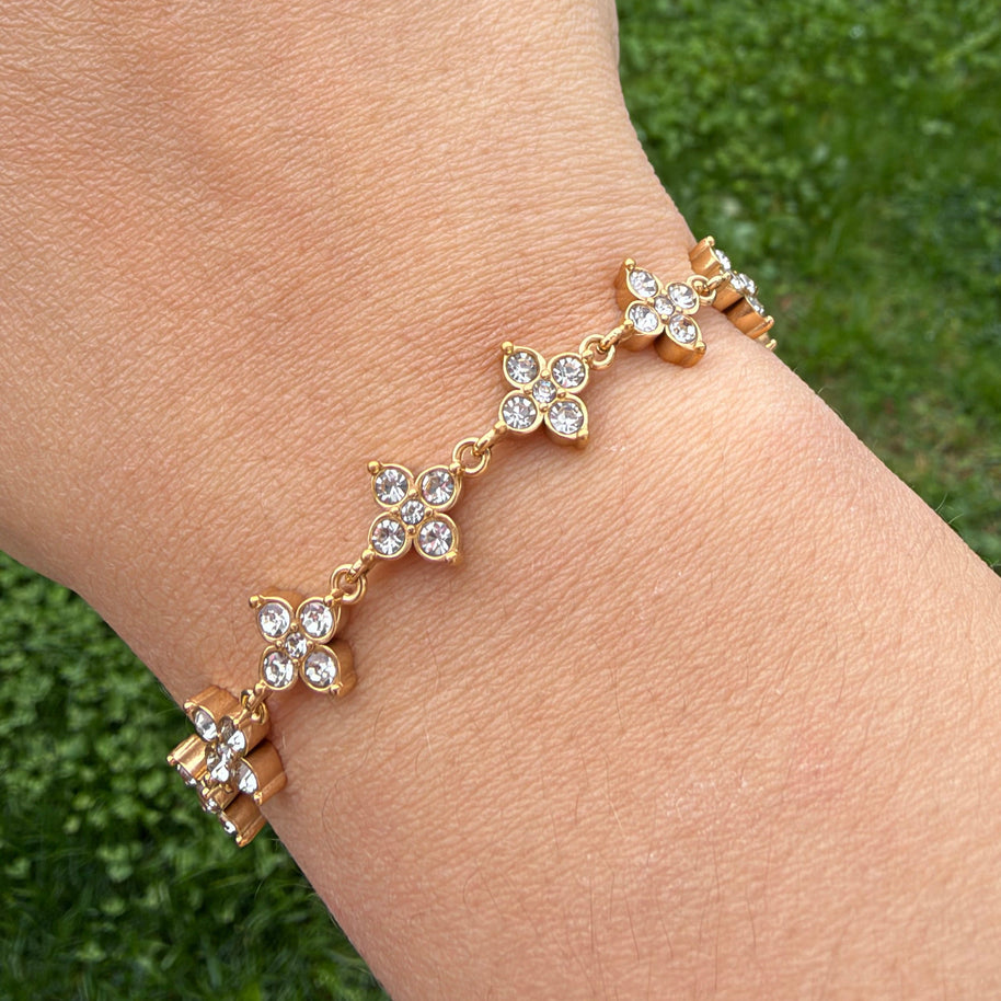 Bracelet Fleurs Strass 🌸✨